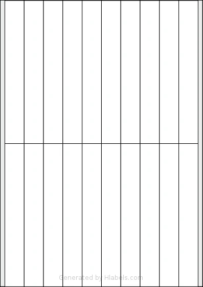 Sorex® 020148 template with 20 rectangular 20 x 148 millimeter labels per sheet, on A4-size adhesive blank label sheets.