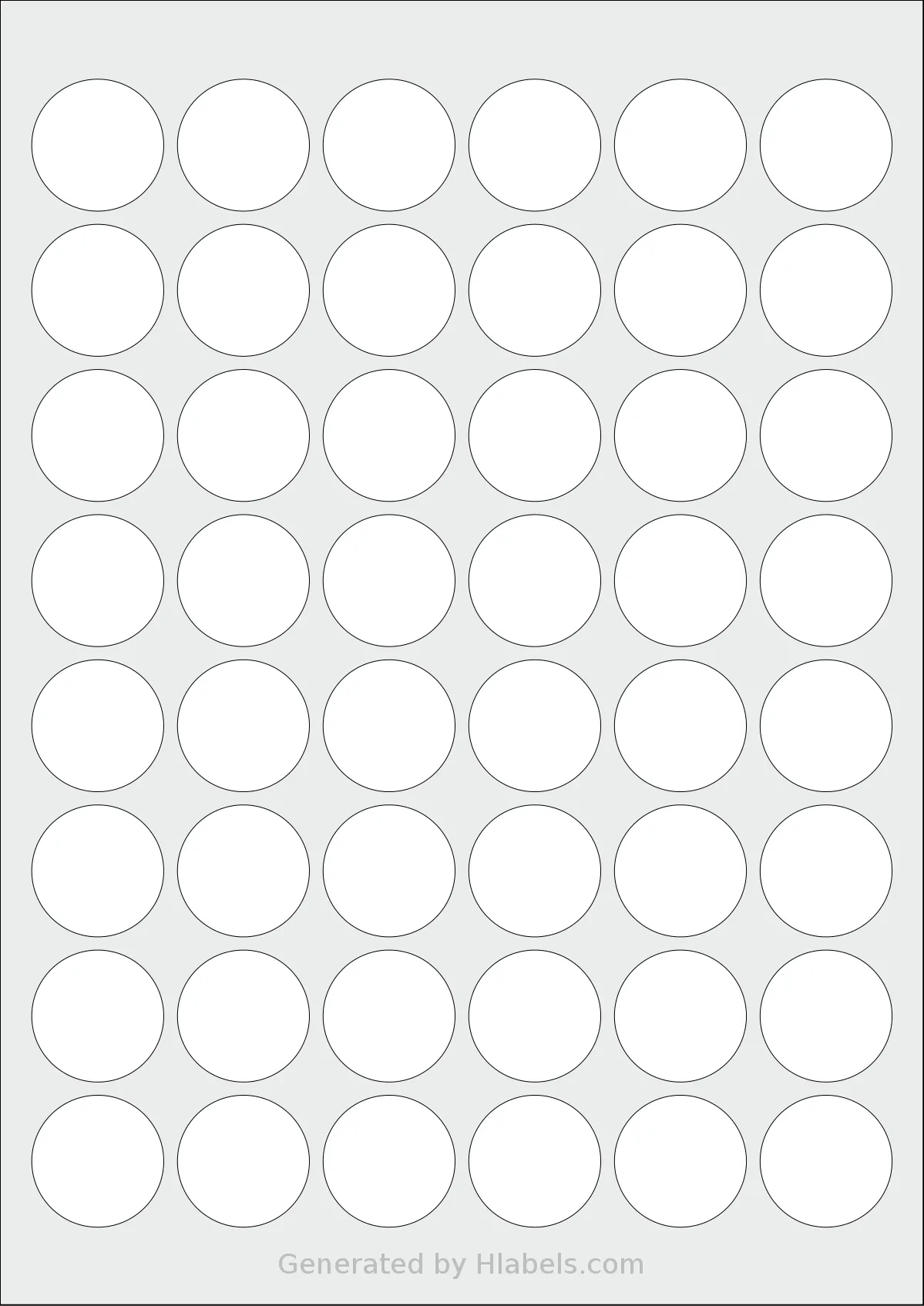 Sorex® 030030 template with 48 circle labels per sheet, each 30 millimeter in diameter, on A4-size adhesive blank label sheets.