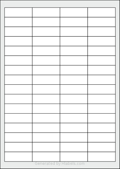 Sorex® 048016 template with 64 rectangular 48.5 x 16.9 millimeter labels per sheet, on A4-size adhesive blank label sheets.