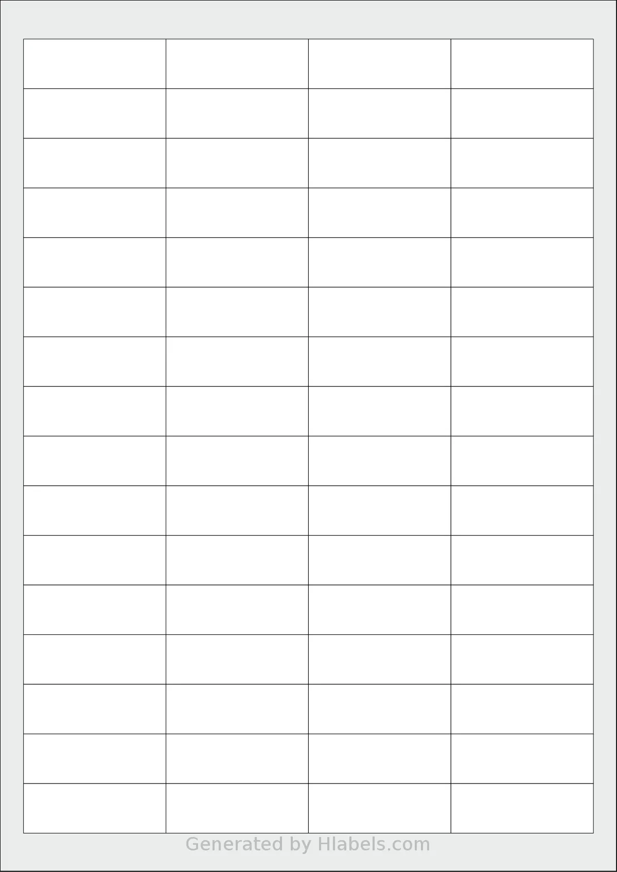 Sorex® 048016 template with 64 rectangular 48.5 x 16.9 millimeter labels per sheet, on A4-size adhesive blank label sheets.