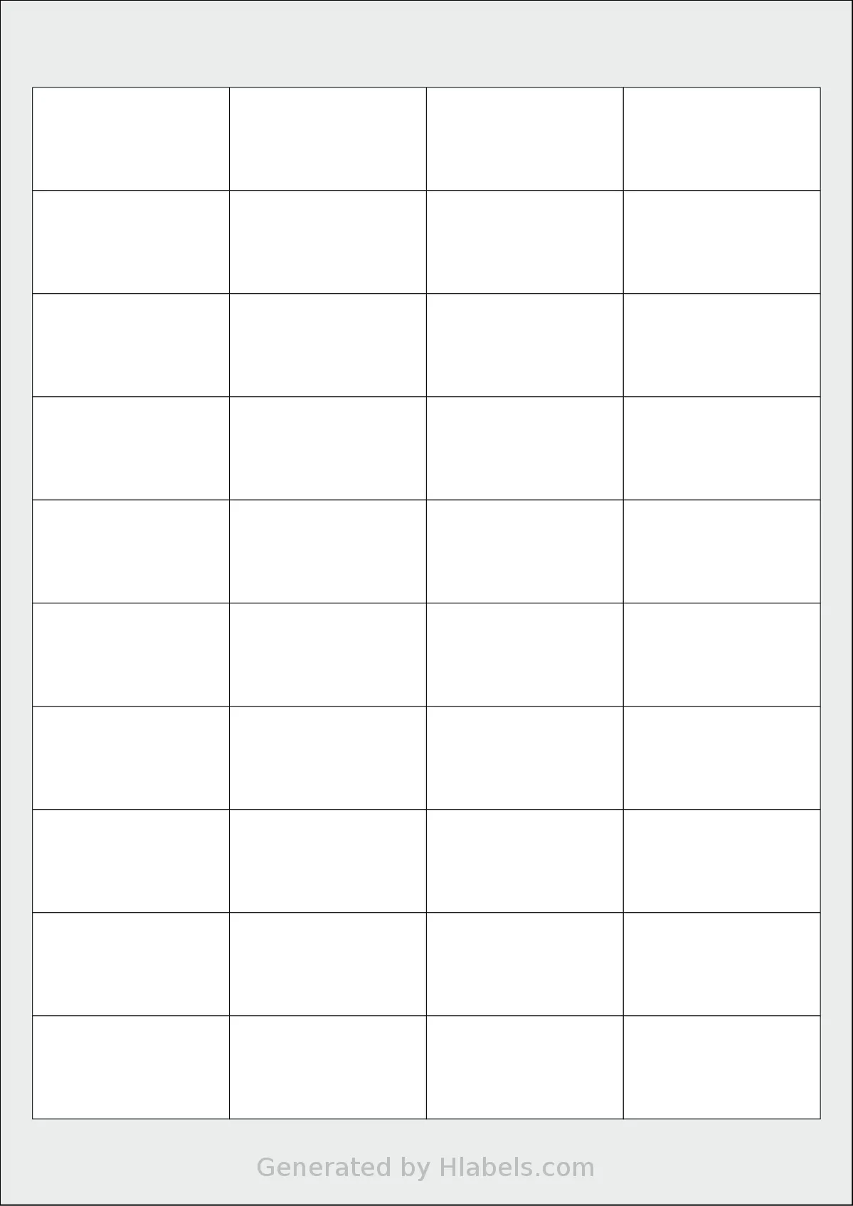 Sorex® 048025 template with 40 rectangular 48.5 x 25.4 millimeter labels per sheet, on A4-size adhesive blank label sheets.