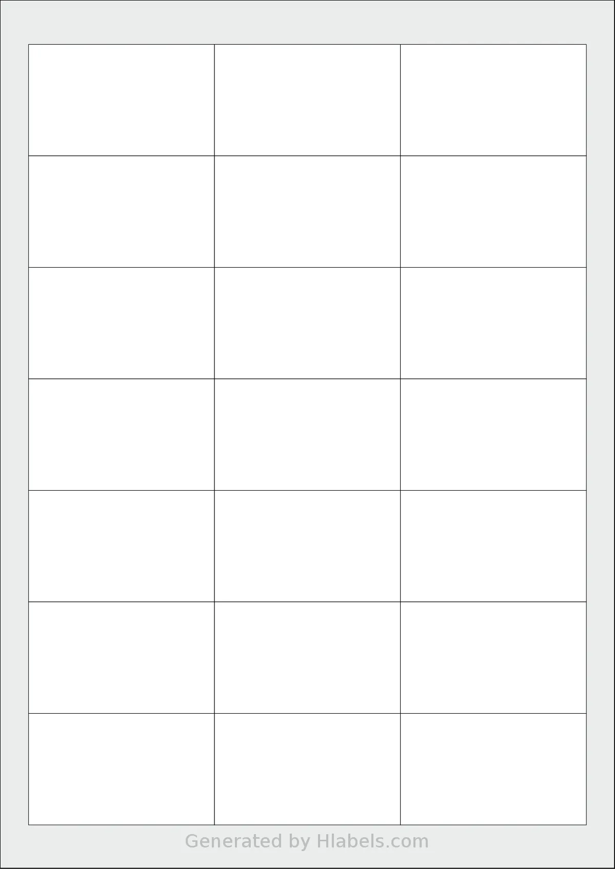 Sorex® 063038 template with 21 rectangular 63.5 x 38.1 millimeter labels per sheet, on A4-size adhesive blank label sheets.