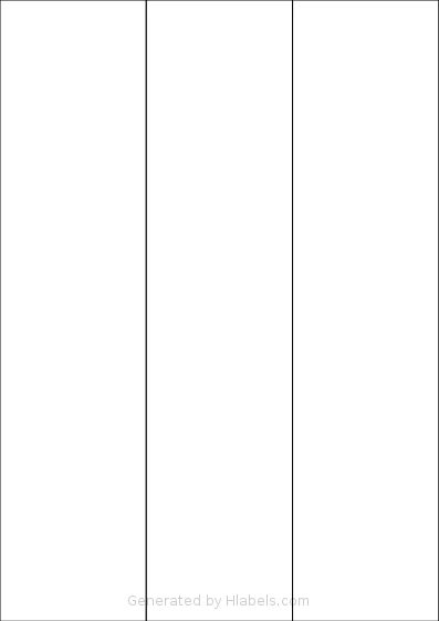 Sorex® 070297 template with 3 rectangular 70 x 297 millimeter labels per sheet, on A4-size adhesive blank label sheets.