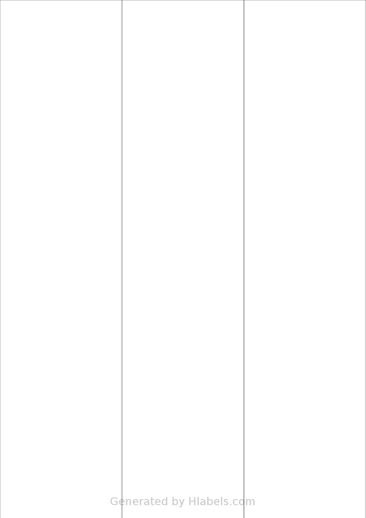 Sorex® 070297 template with 3 rectangular 70 x 297 millimeter labels per sheet, on A4-size adhesive blank label sheets.