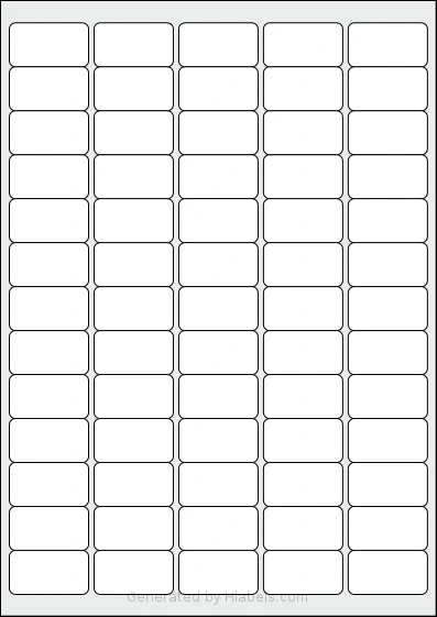 Tower® W107 template with 65 rectangular 38.1 x 21.2 millimeter labels per sheet, on A4-size adhesive blank label sheets.
