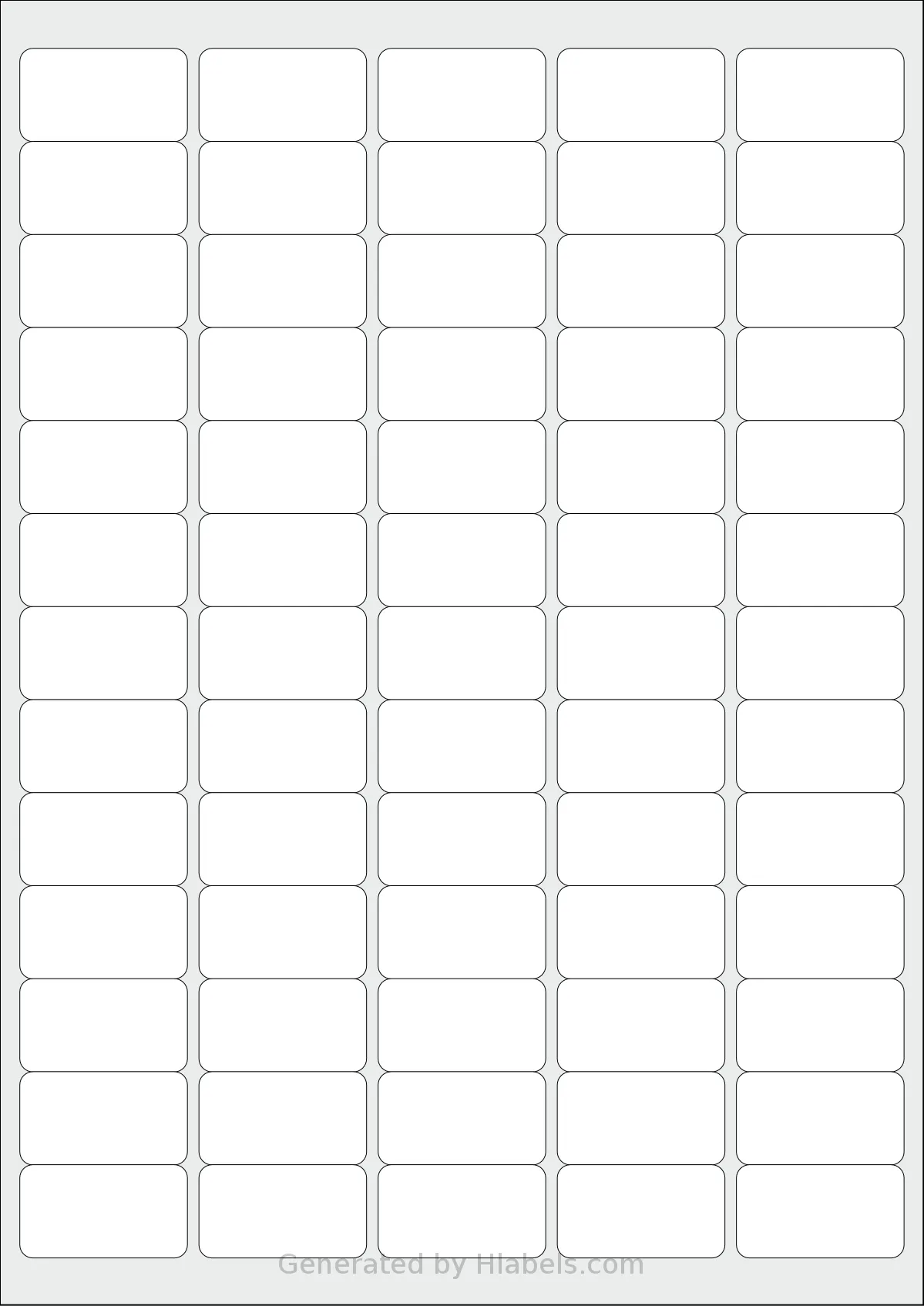 Tower® W107 template with 65 rectangular 38.1 x 21.2 millimeter labels per sheet, on A4-size adhesive blank label sheets.