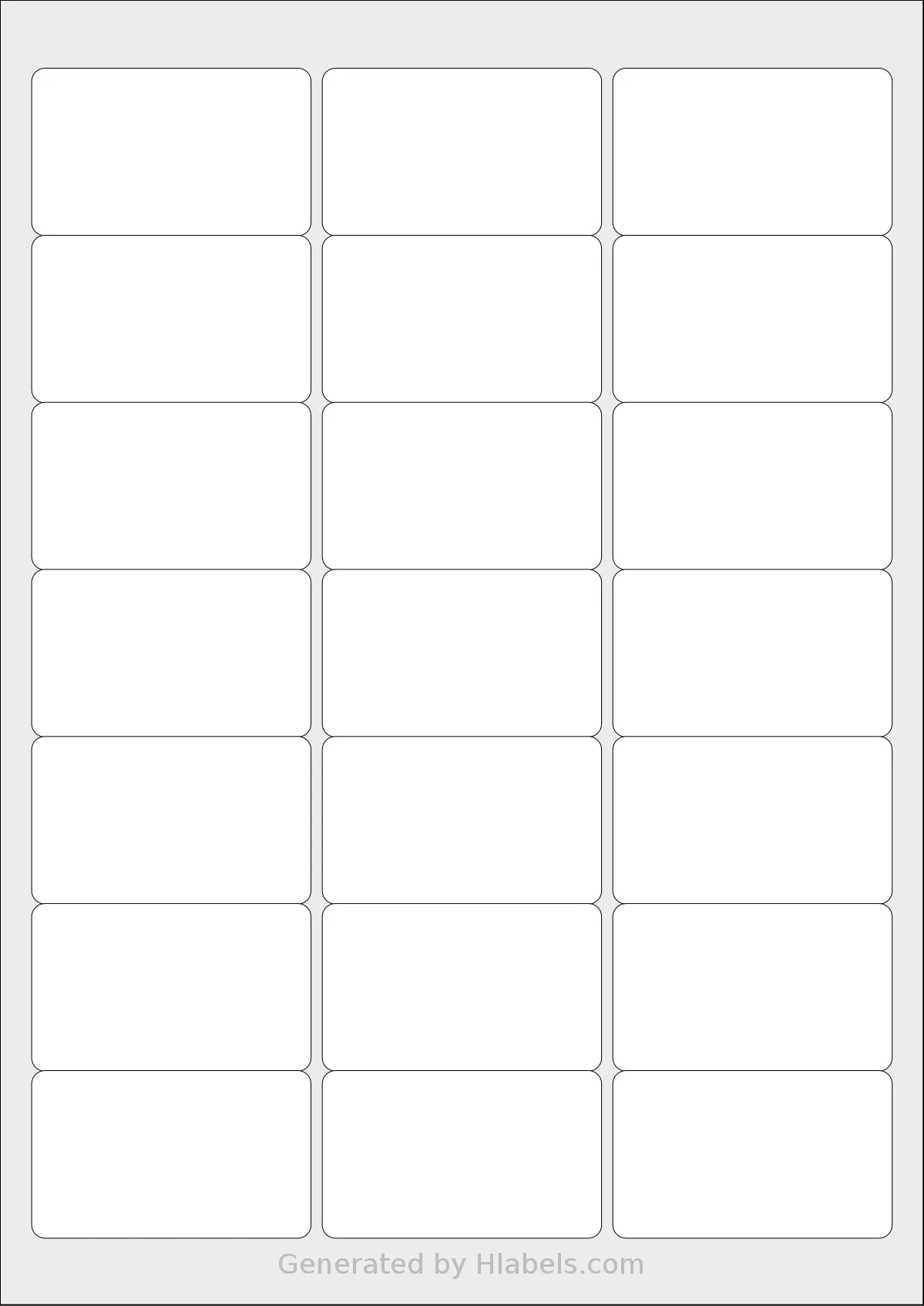 Tower® W108 template with 21 rectangular 63.5 x 38.1 millimeter labels per sheet, on A4-size adhesive blank label sheets.