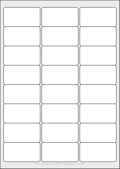 Tower® W109 template with 24 rectangular 64 x 33.9 millimeter labels per sheet, on A4-size adhesive blank label sheets.