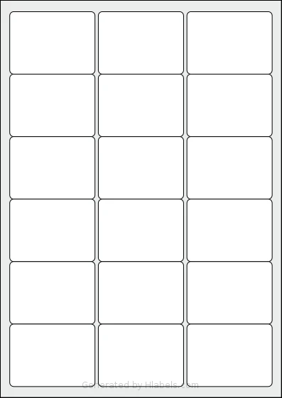 Tower® W112 template with 18 rectangular 63.5 x 46.6 millimeter labels per sheet, on A4-size adhesive blank label sheets.