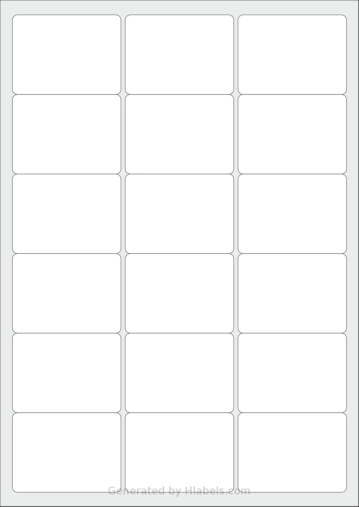 Tower® W112 template with 18 rectangular 63.5 x 46.6 millimeter labels per sheet, on A4-size adhesive blank label sheets.