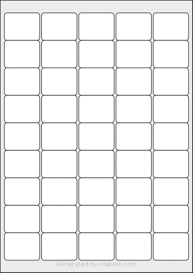 Tower® W115 template with 45 rectangular 38.5 x 29.9 millimeter labels per sheet, on A4-size adhesive blank label sheets.