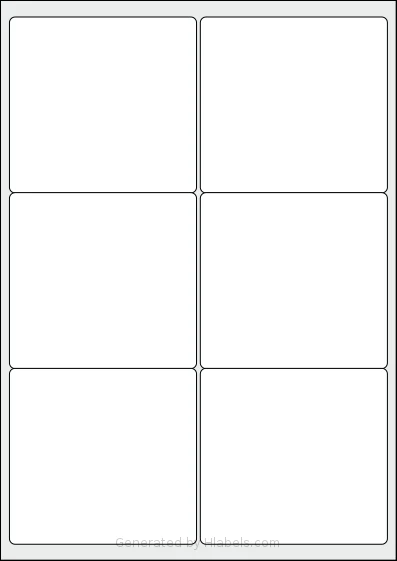 Tower® W120 template with 6 rectangular 99 x 93.1 millimeter labels per sheet, on A4-size adhesive blank label sheets.