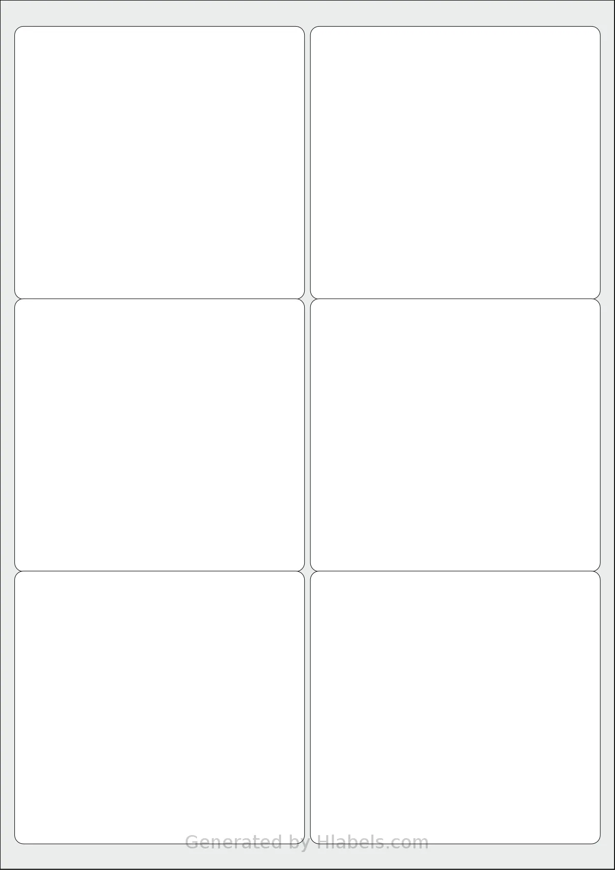 Tower® W120 template with 6 rectangular 99 x 93.1 millimeter labels per sheet, on A4-size adhesive blank label sheets.
