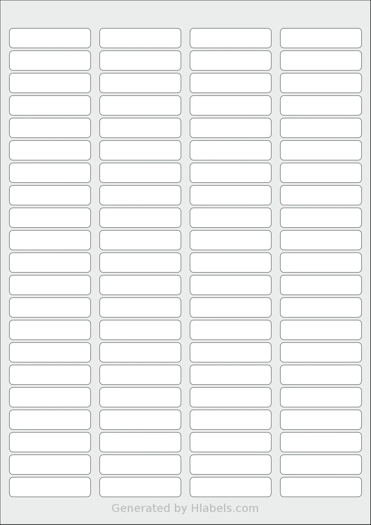 Tower® W225 template with 84 rectangular 46 x 11.1 millimeter labels per sheet, on A4-size adhesive blank label sheets.