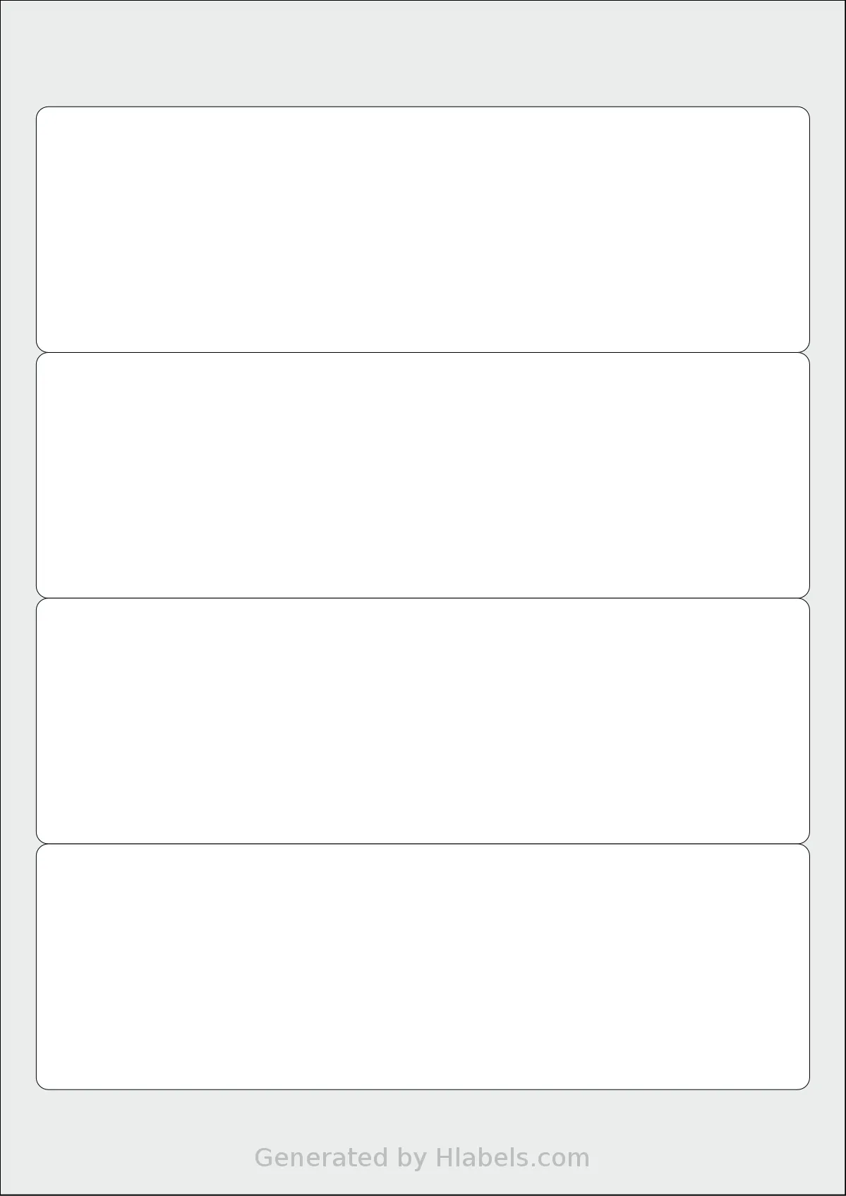 TownStix® A4-File-4 template with 4 rectangular 192 x 61 millimeter labels per sheet, on A4-size adhesive blank label sheets.