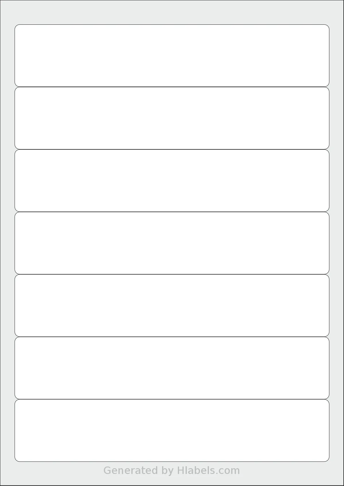 TownStix® A4-File-7 template with 7 rectangular 192 x 38 millimeter labels per sheet, on A4-size adhesive blank label sheets.