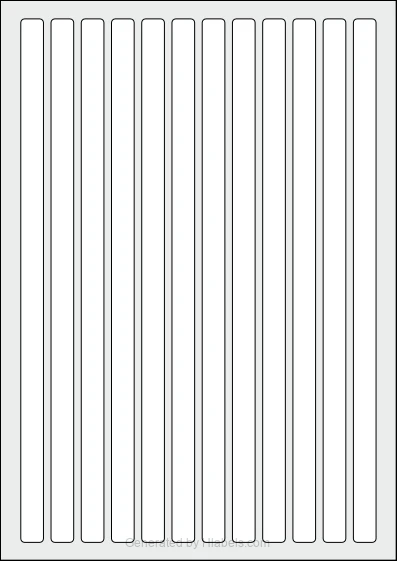 WatsonLabel® LL012277 template with 12 rectangular 12 x 277 millimeter labels per sheet, on A4-size adhesive blank label sheets.