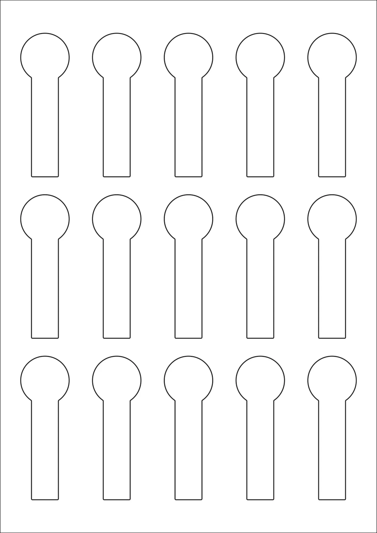 WatsonLabel® LL027080 template with 15 unique shape labels per sheet, on A4-size adhesive blank label sheets.