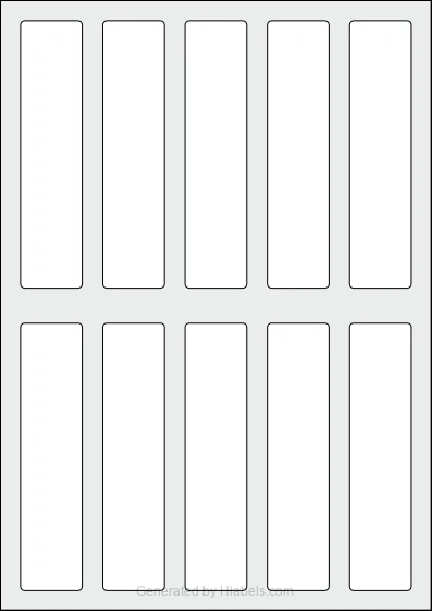 WatsonLabel® LL030130 template with 10 rectangular 30 x 130 millimeter labels per sheet, on A4-size adhesive blank label sheets.