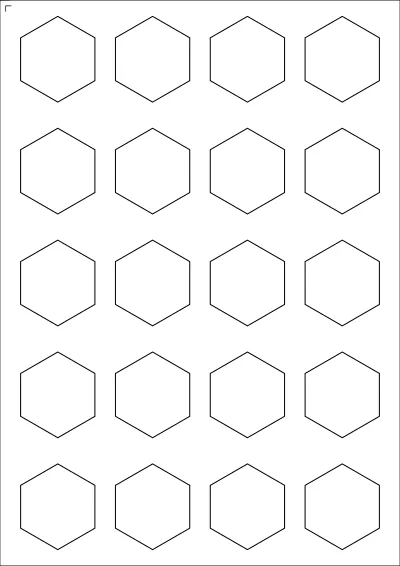 WatsonLabel® LL039045 template with 20 unique shape labels per sheet, on A4-size adhesive blank label sheets.