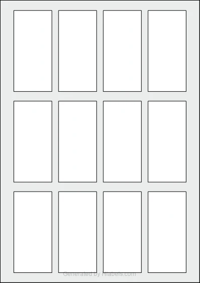WatsonLabel® LL040085 template with 12 rectangular 40 x 85 millimeter labels per sheet, on A4-size adhesive blank label sheets.