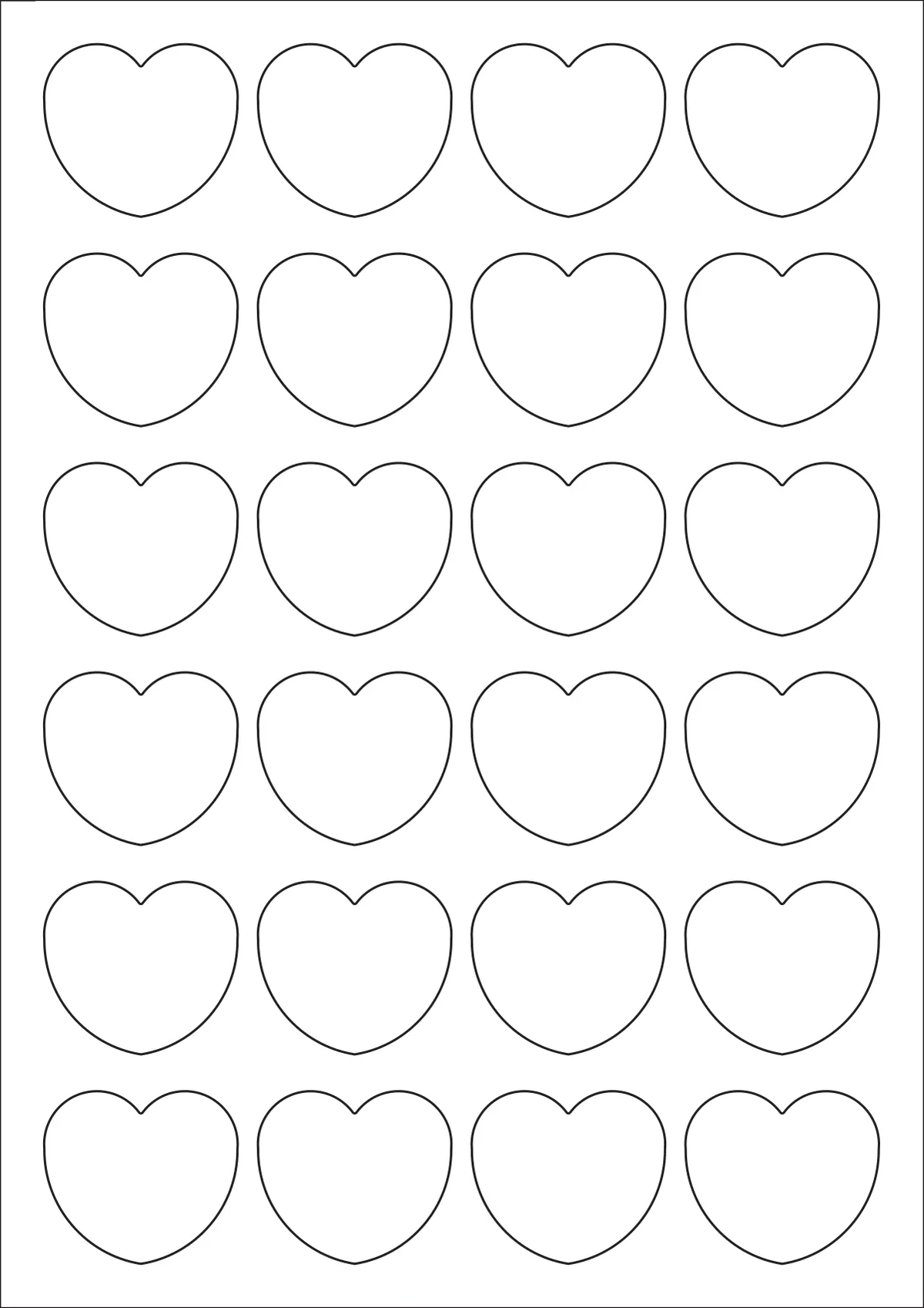 WatsonLabel® LL044039 template with 24 unique shape labels per sheet, on A4-size adhesive blank label sheets.