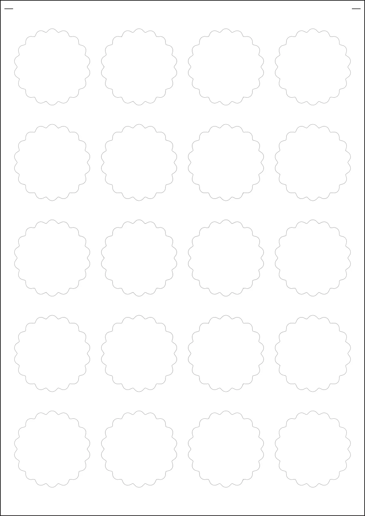 WatsonLabel® LL044043 template with 20 unique shape labels per sheet, on A4-size adhesive blank label sheets.