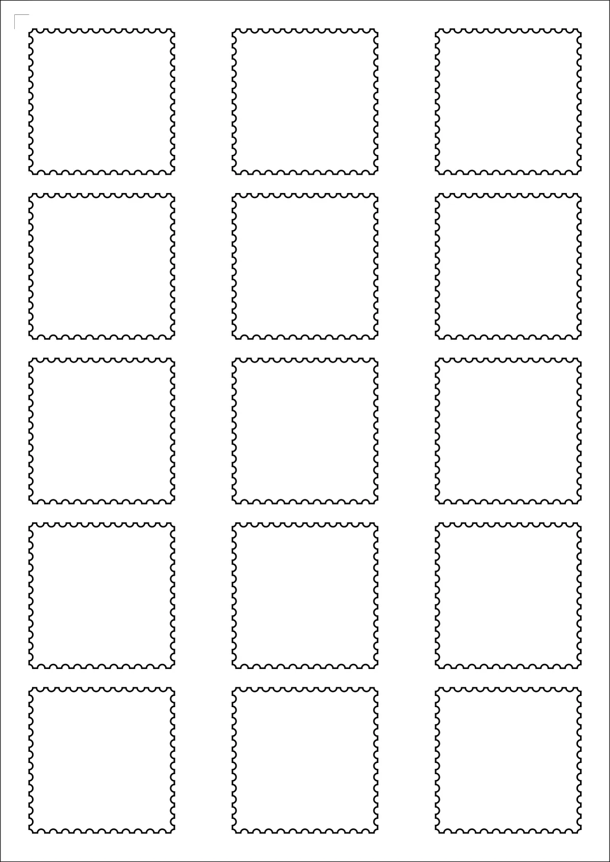 WatsonLabel® LL050050WR template with 15 unique shape labels per sheet, on A4-size adhesive blank label sheets.
