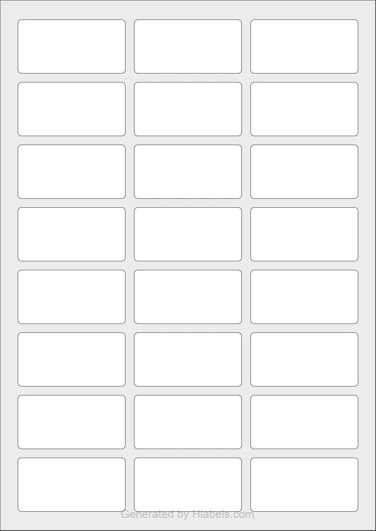 WatsonLabel® LL060030 template with 24 rectangular 60 x 30 millimeter labels per sheet, on A4-size adhesive blank label sheets.