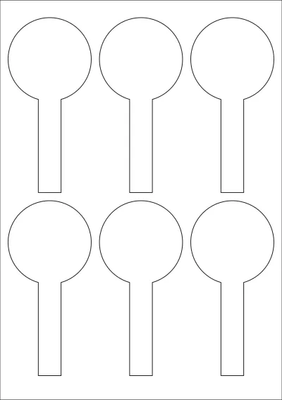 WatsonLabel® LL062130 template with 6 unique shape labels per sheet, on A4-size adhesive blank label sheets.