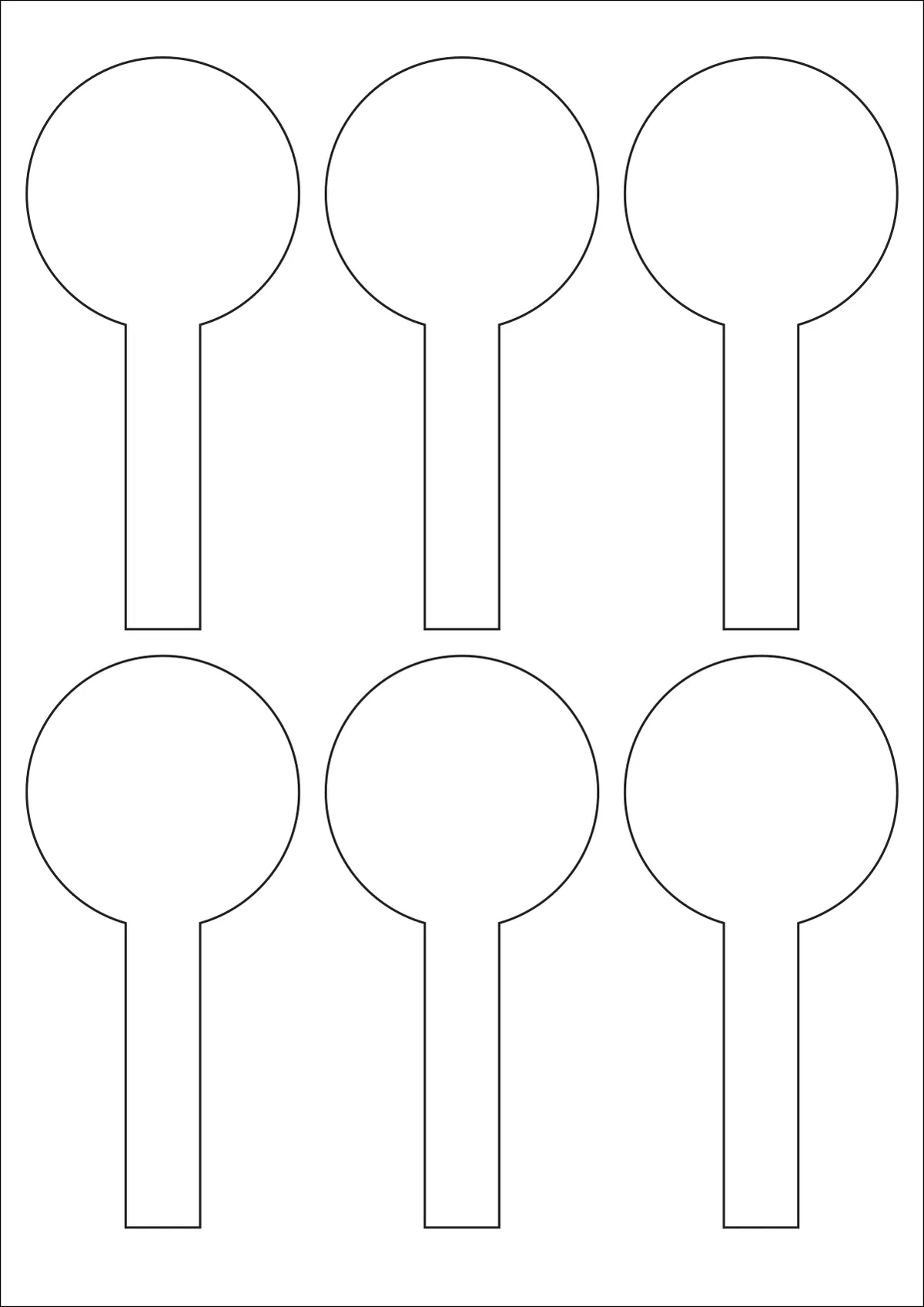 WatsonLabel® LL062130 template with 6 unique shape labels per sheet, on A4-size adhesive blank label sheets.