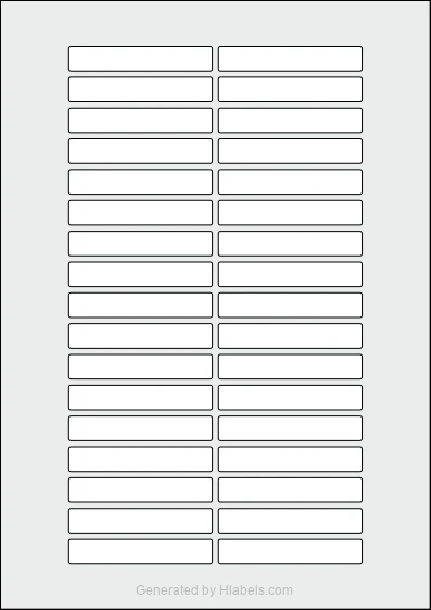 WatsonLabel® LL070012 template with 34 rectangular 70 x 12 millimeter labels per sheet, on A4-size adhesive blank label sheets.