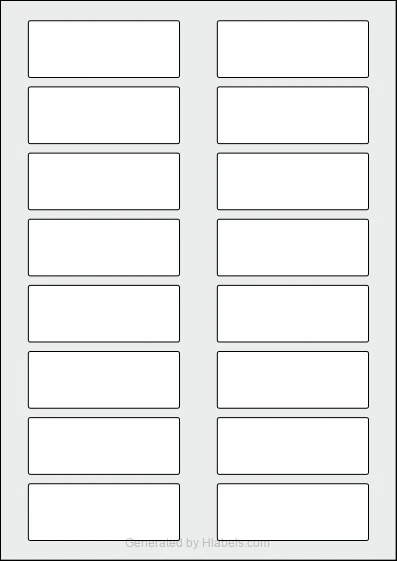 WatsonLabel® LL080030 template with 16 rectangular 80 x 30 millimeter labels per sheet, on A4-size adhesive blank label sheets.