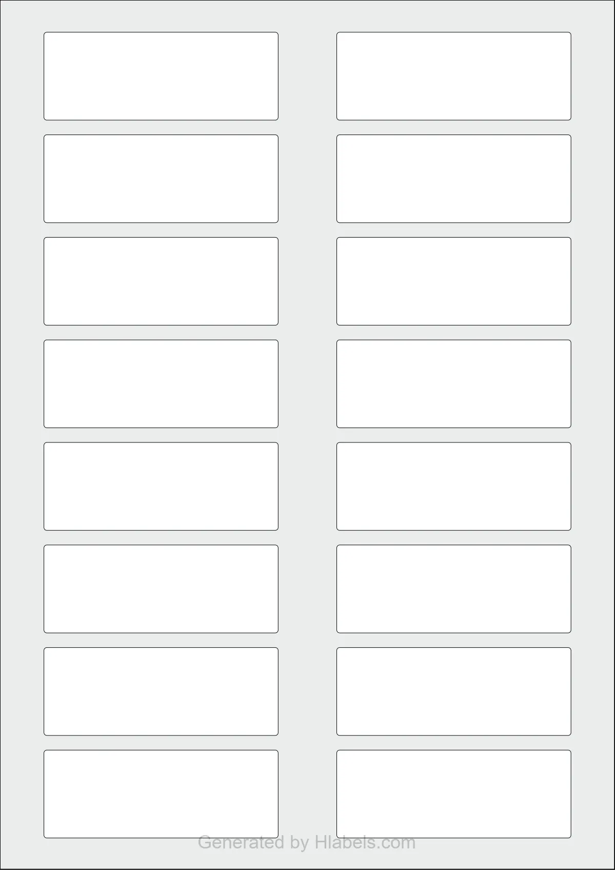 WatsonLabel® LL080030 template with 16 rectangular 80 x 30 millimeter labels per sheet, on A4-size adhesive blank label sheets.