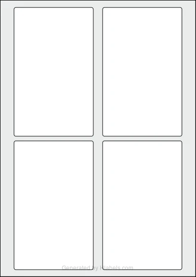 WatsonLabel® LL085138 template with 4 rectangular 85 x 138 millimeter labels per sheet, on A4-size adhesive blank label sheets.