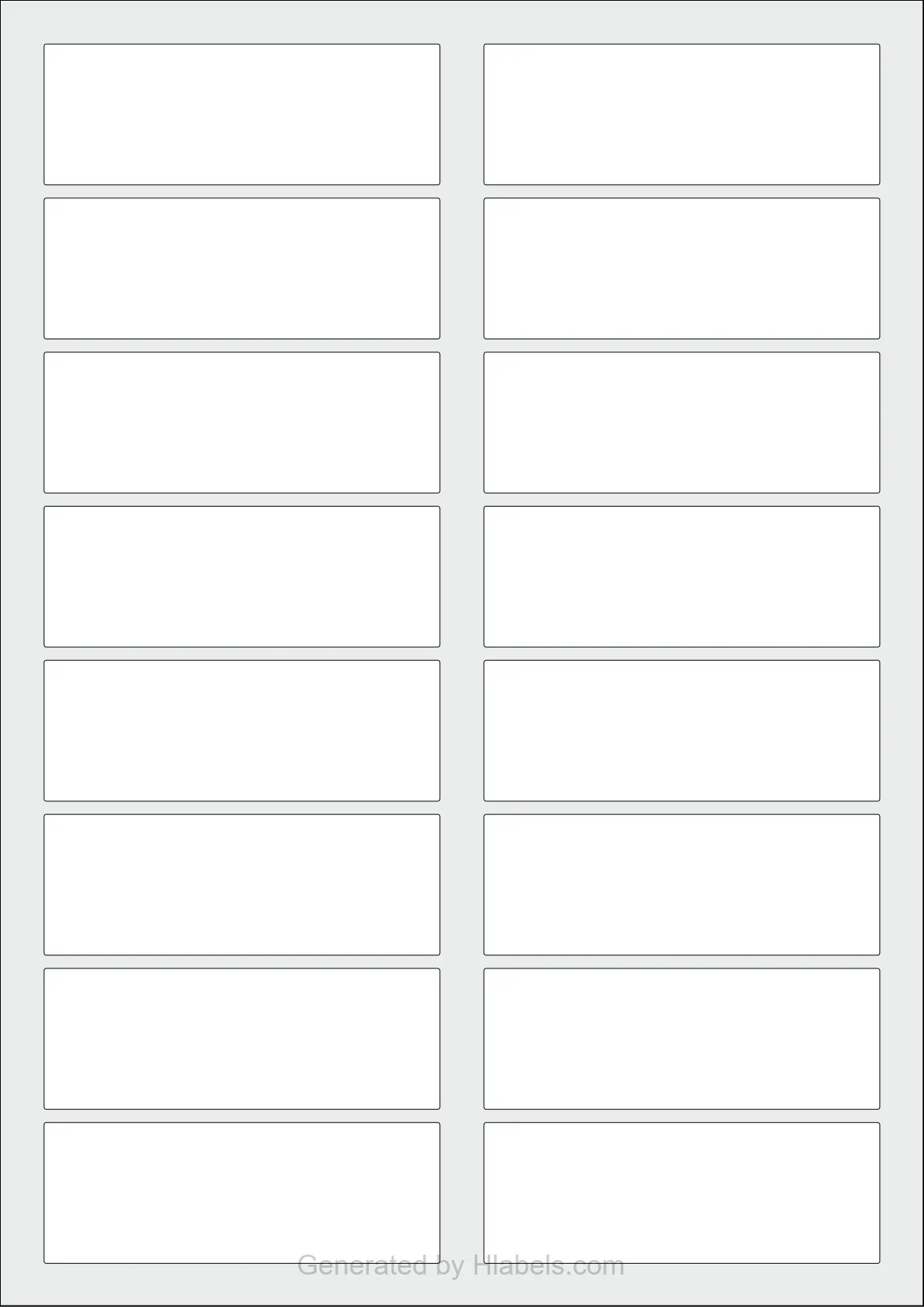 WatsonLabel® LL090032 template with 16 rectangular 90 x 32 millimeter labels per sheet, on A4-size adhesive blank label sheets.