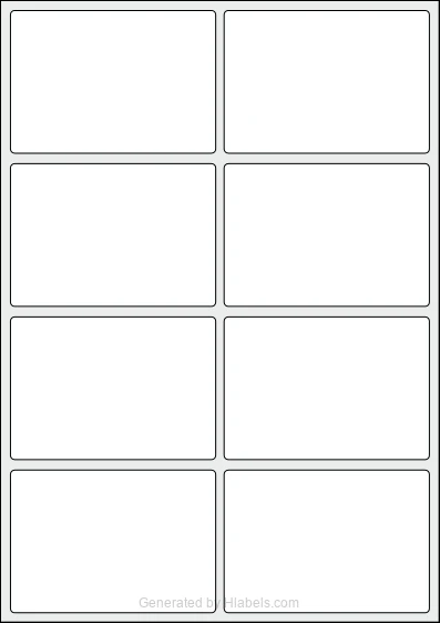 WatsonLabel® LL098068 template with 8 rectangular 98 x 68 millimeter labels per sheet, on A4-size adhesive blank label sheets.