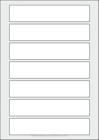 WatsonLabel® LL170035 template with 7 rectangular 170 x 35 millimeter labels per sheet, on A4-size adhesive blank label sheets.