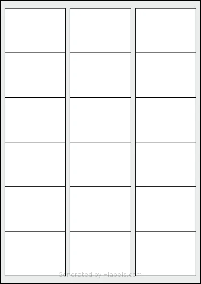 Xerox® 003R96297 template with 18 rectangular 63.5 x 46.6 millimeter labels per sheet, on A4-size adhesive blank label sheets.