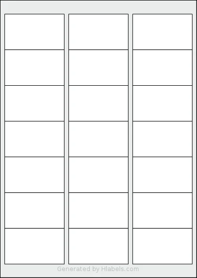 Xerox® 003R96298 template with 21 rectangular 63.5 x 38.14 millimeter labels per sheet, on A4-size adhesive blank label sheets.