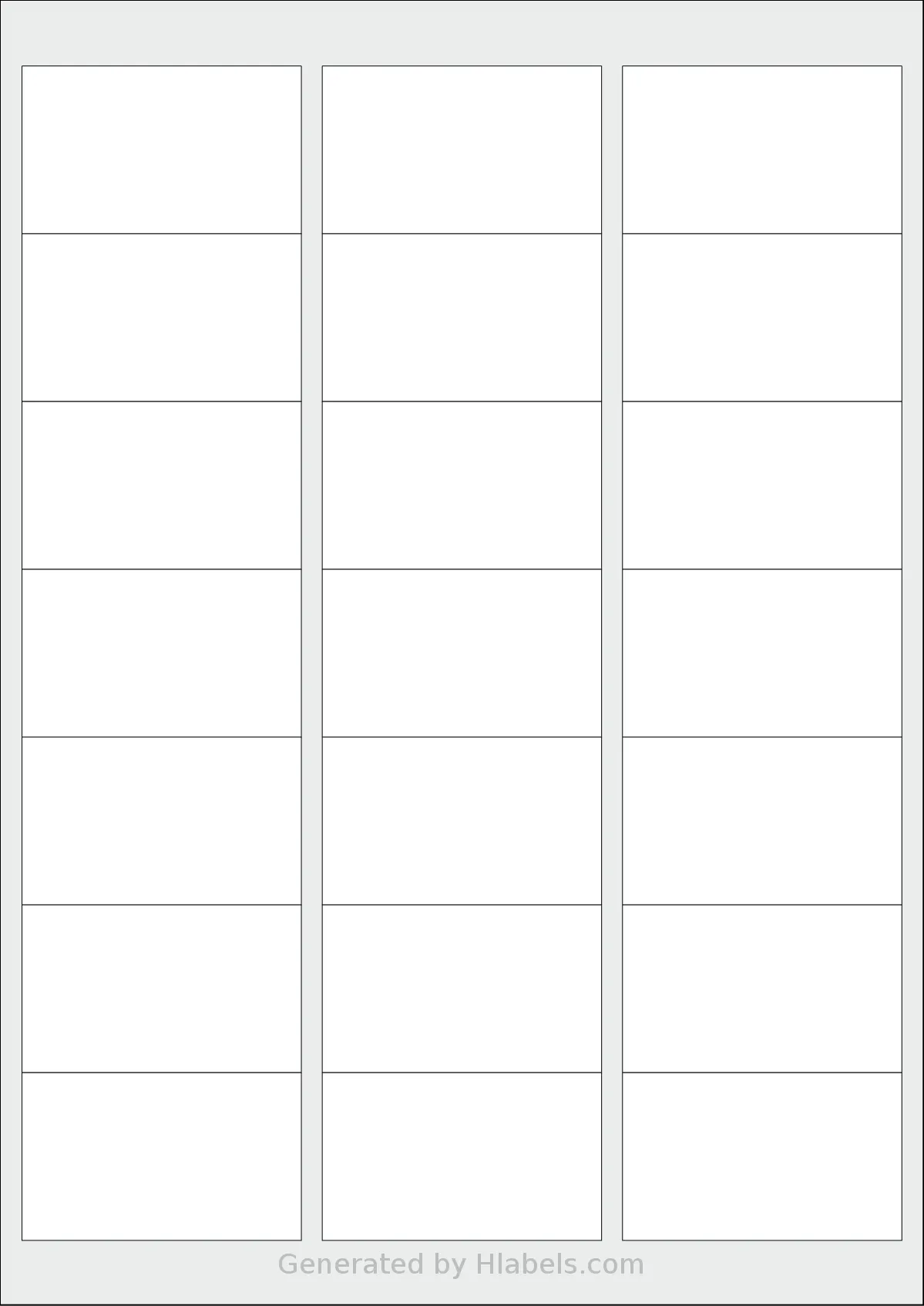 Xerox® 003R96298 template with 21 rectangular 63.5 x 38.14 millimeter labels per sheet, on A4-size adhesive blank label sheets.