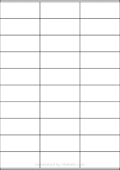 Xerox® 003R97409 template with 30 rectangular 70 x 29 millimeter labels per sheet, on A4-size adhesive blank label sheets.
