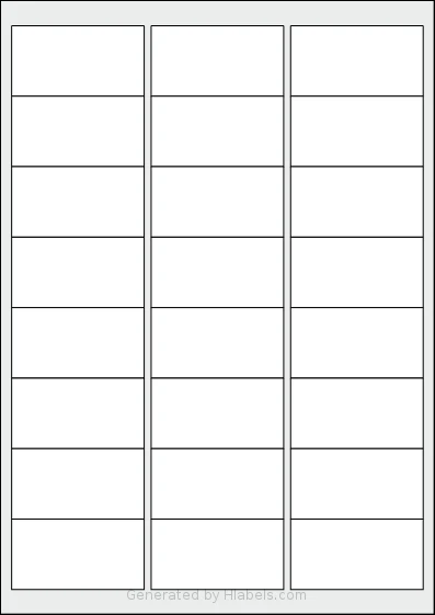Xerox® 003R97526 template with 24 rectangular 64 x 34 millimeter labels per sheet, on A4-size adhesive blank label sheets.