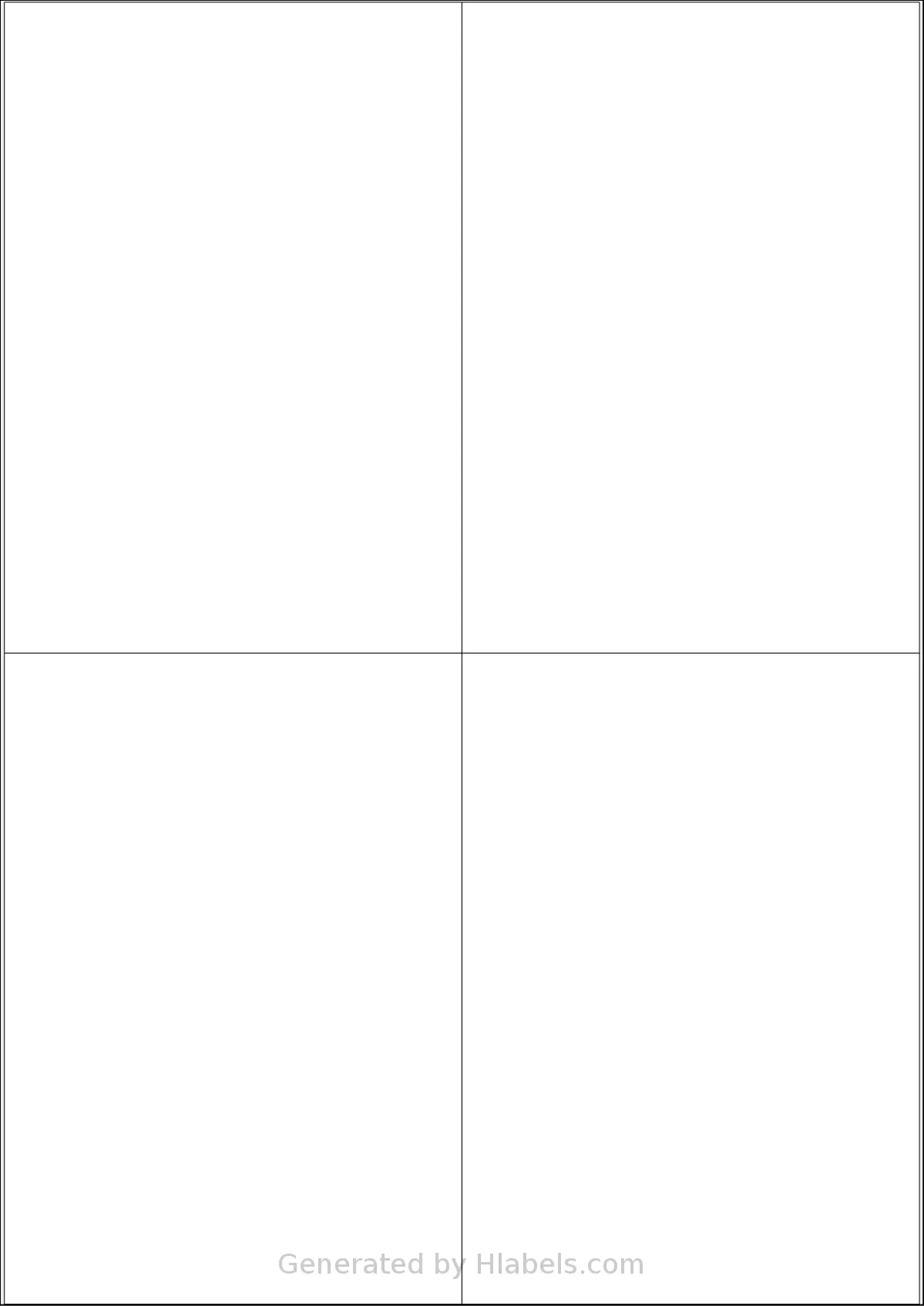 Zolemba® A4-4 template with 4 rectangular 104 x 148 millimeter labels per sheet, on A4-size adhesive blank label sheets.