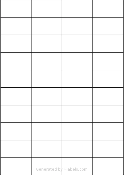 Zolemba® A4-40 template with 40 rectangular 52 x 29.7 millimeter labels per sheet, on A4-size adhesive blank label sheets.