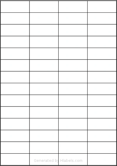 Zolemba® A4-56 template with 56 rectangular 52 x 21 millimeter labels per sheet, on A4-size adhesive blank label sheets.