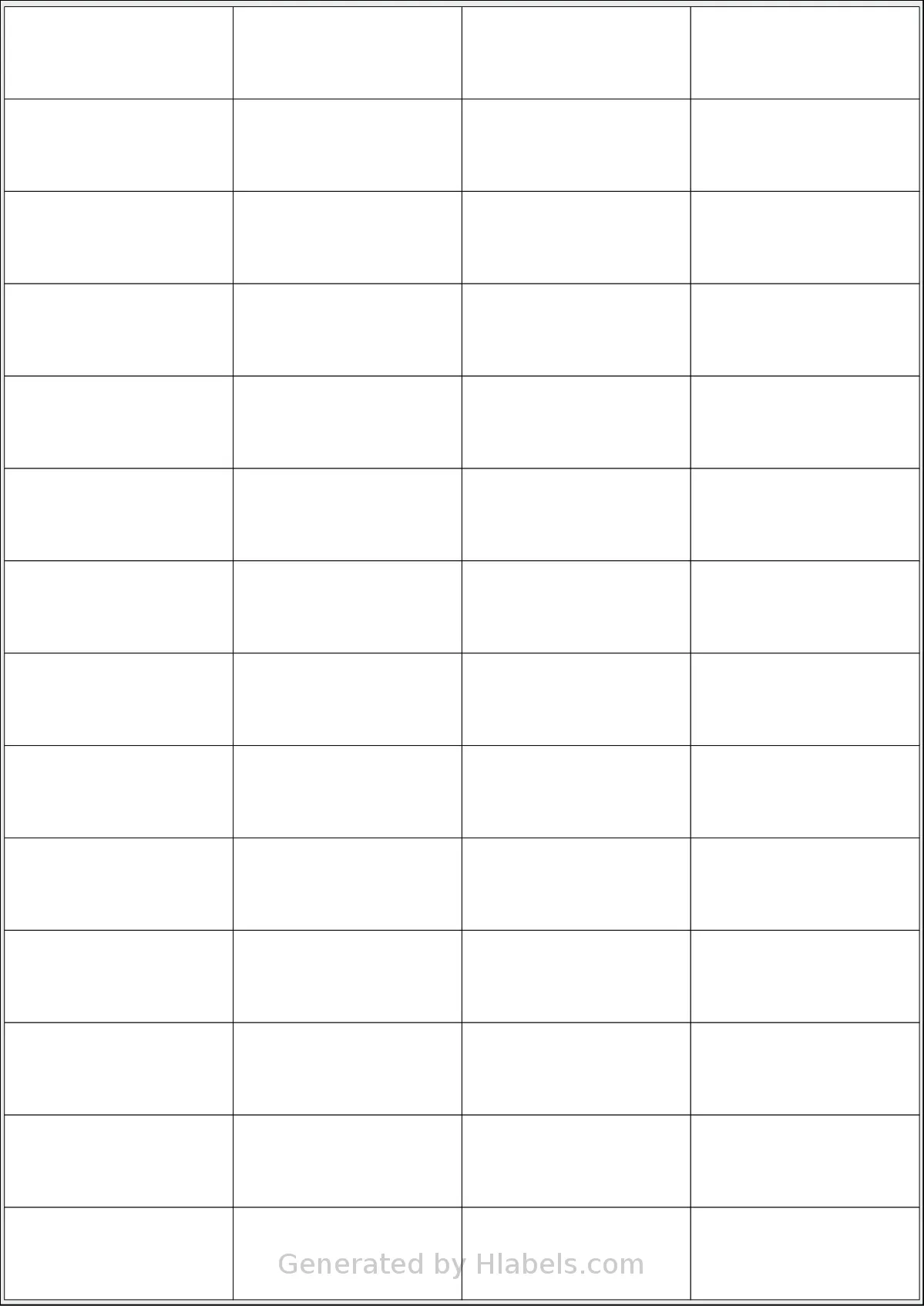 Zolemba® A4-56 template with 56 rectangular 52 x 21 millimeter labels per sheet, on A4-size adhesive blank label sheets.