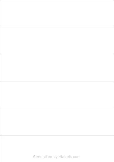 Zolemba® A4-6 template with 6 rectangular 210 x 49.5 millimeter labels per sheet, on A4-size adhesive blank label sheets.