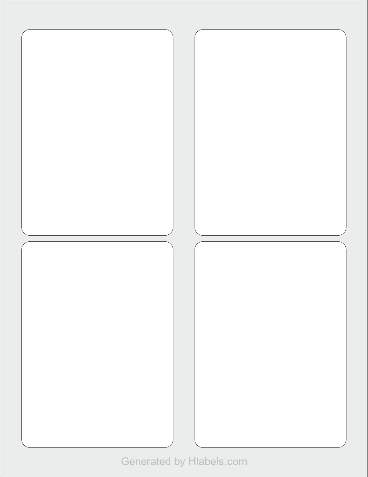 Avery® 22827 template with 4 rectangular 3.5 x 4.75 inch labels per sheet, on Letter-size adhesive blank label sheets.
