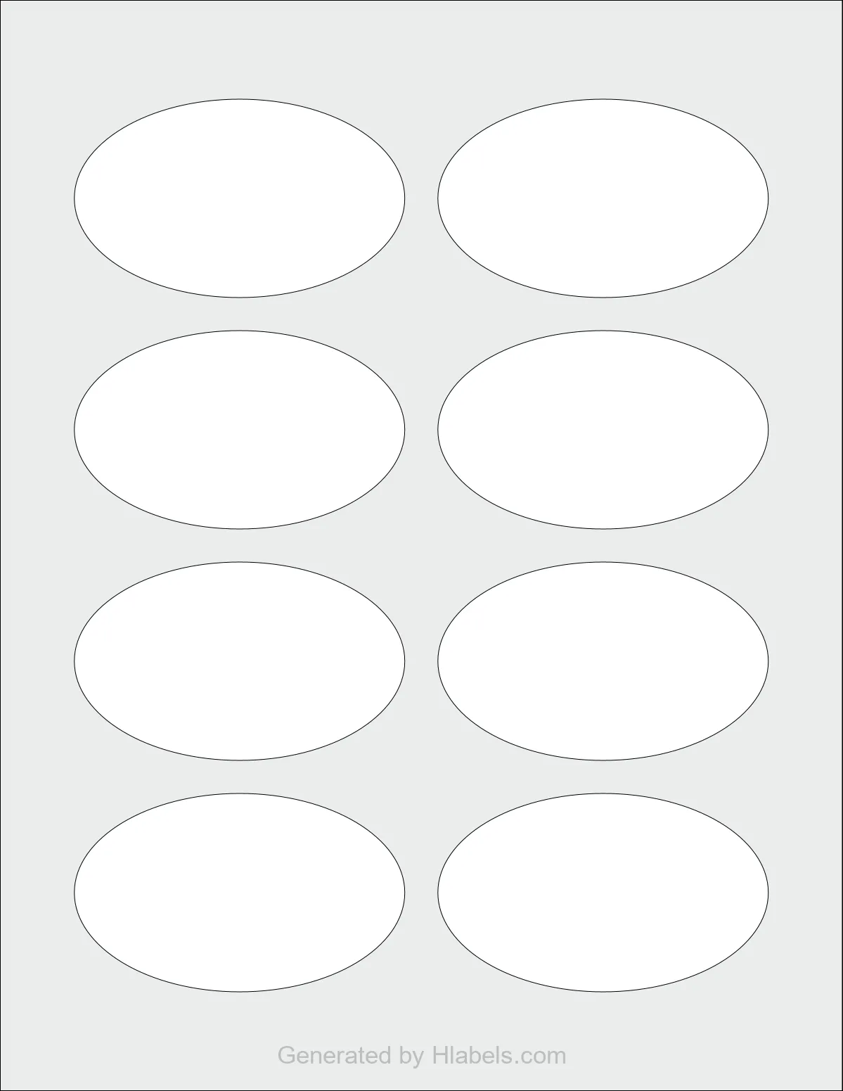 Avery® 22829 template with 8 oval 3.333 x 2 inch labels per sheet, on Letter-size adhesive blank label sheets.
